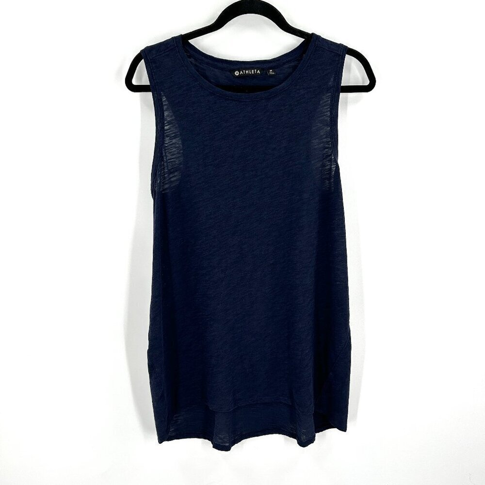 ATHLETA Women's Navy Blue Burnout Athleisure Sleeveless Tank Top Size Medium